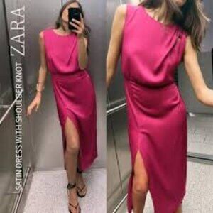 NWT Zara Hot Pink Floor Length Dress